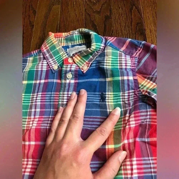 Ralph Lauren Boys 12M 100% Cotton Multi-Color Plaid Button-Down Shirt - EUC! - Picture 5 of 10
